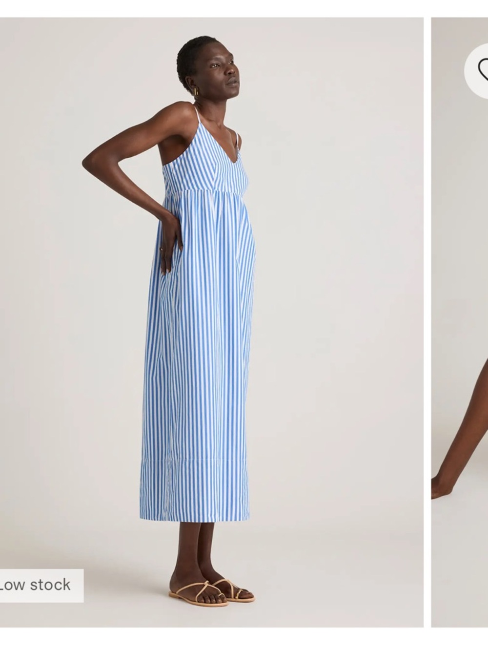 Quince 100% Organic Cotton Sleeveless Maxi Dress Azure Stripe Large